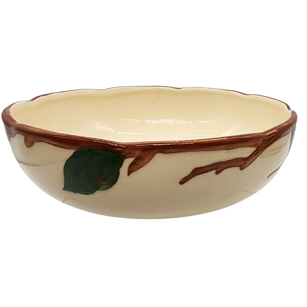 Franciscan USA Apple Pottery Vegetable Serving Bowl 8¼in black 1949 mark